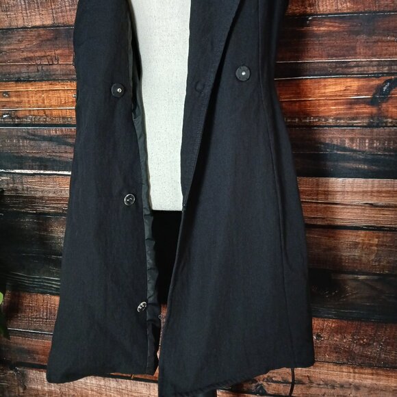 H&M Blazer Wrap Dress Size M Black Tie Belt Sleeveless Lined - Picture 8 of 9